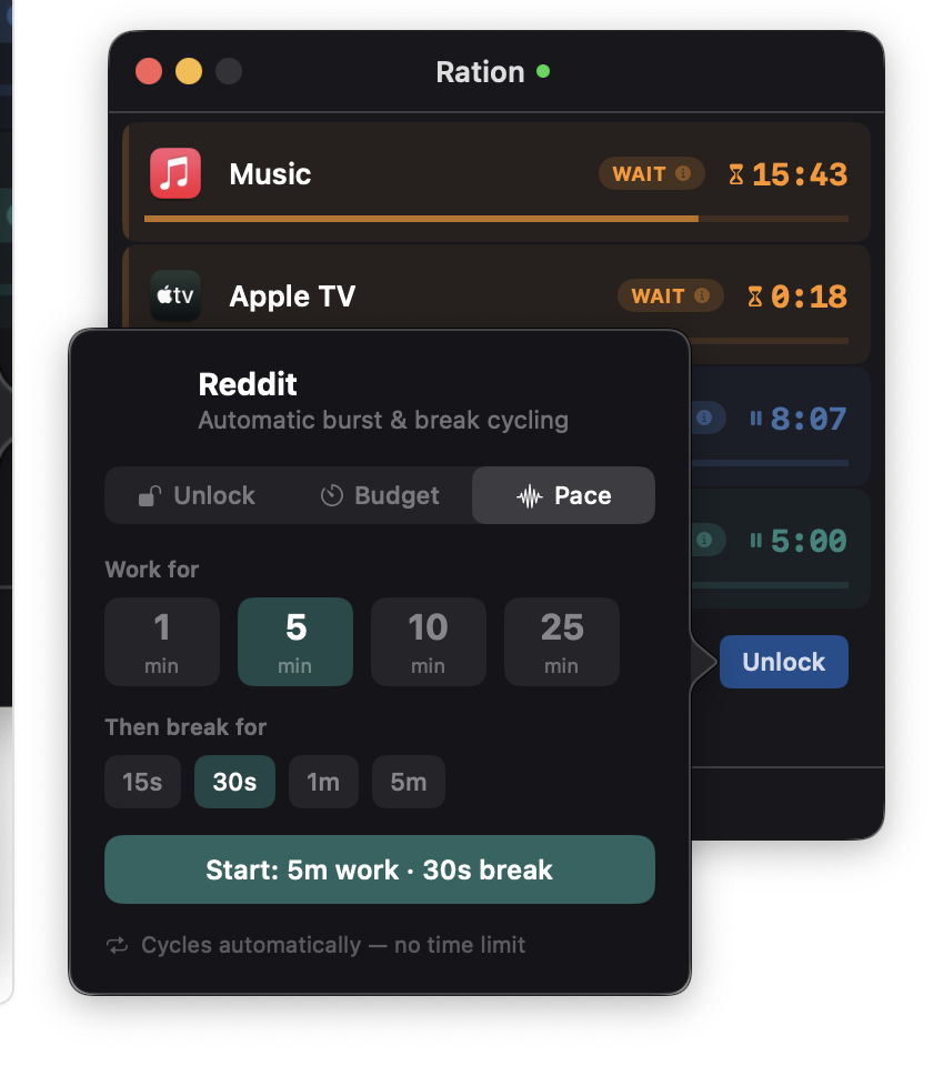 Ration HUD with intercept banner visible
